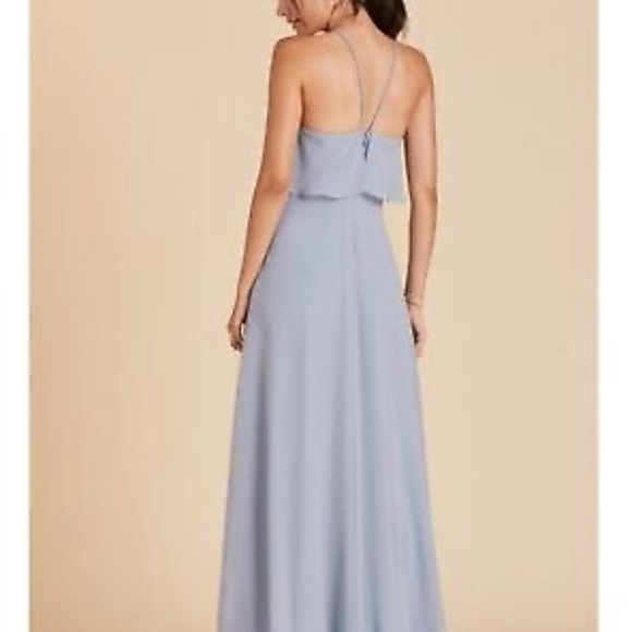 Birdy Grey Blue Ruffled A-line Halter Gown - Picture 2 of 6